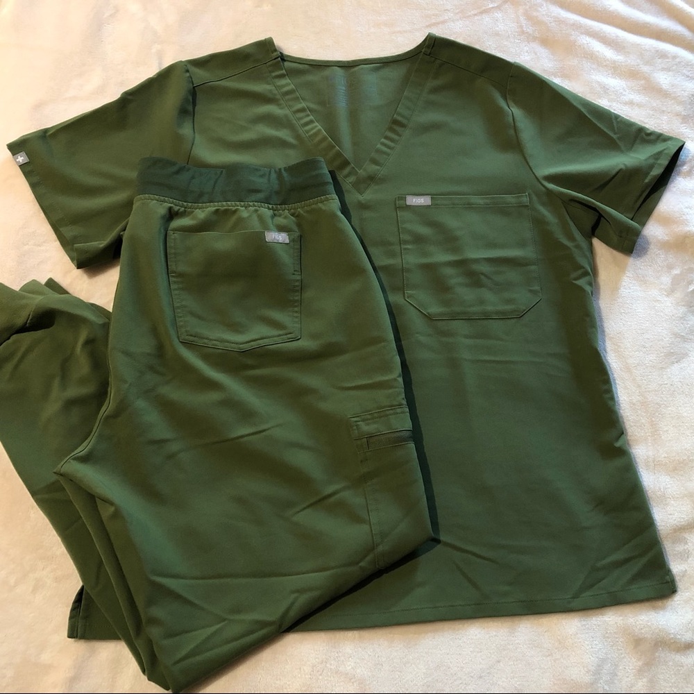 Dark Olive Scrub Set